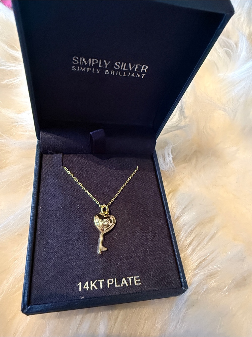 14KT Gold-Plated Heart Key Pendant Necklace - Gold